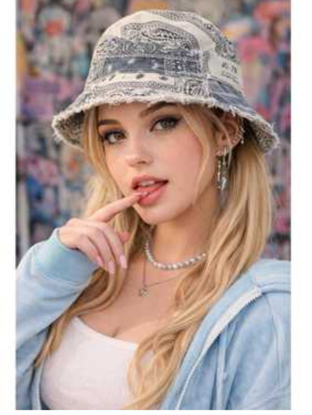 Urban Outfitters Patchwork Bucket Hat - Blue, Gray, White